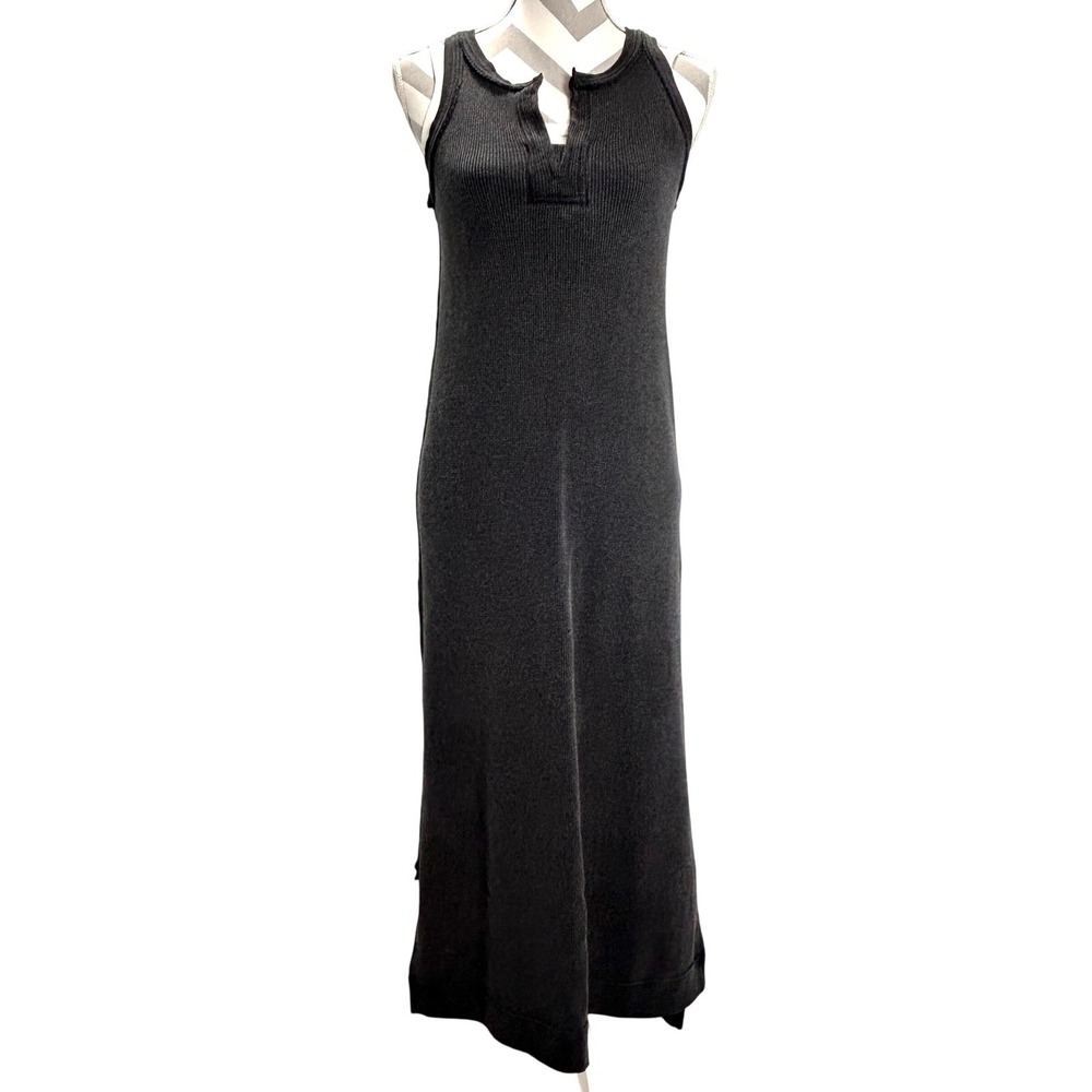 Saturday Sunday by Anthropologie Gray Waffle Knit Tank‎ Maxi Dress Gray Black XS